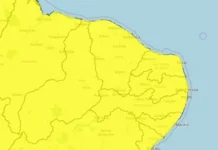Inmet emite aviso de perigo de chuva intensa para toda a Paraíba nesta segunda-feira